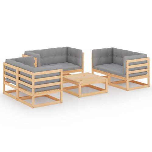VidaXL 7-delige hoekbank loungeset met kussens massief grenenhout