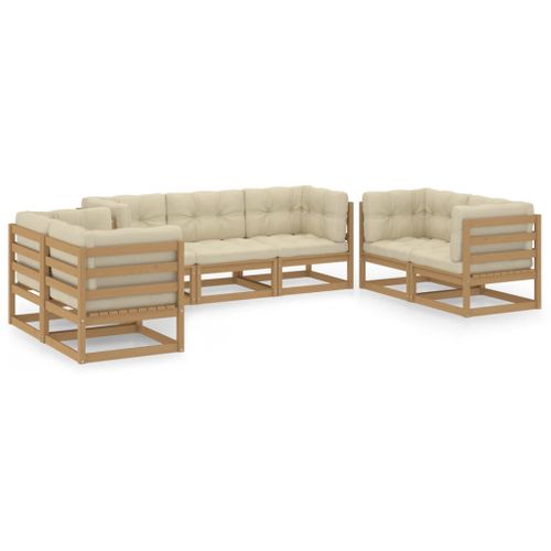 VidaXL 7-delige hoekbank loungeset met kussens massief grenenhout