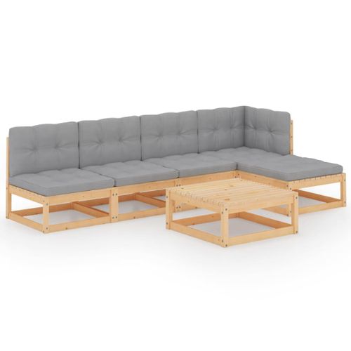 VidaXL 6-delige hoekbank loungeset met kussens massief grenenhout