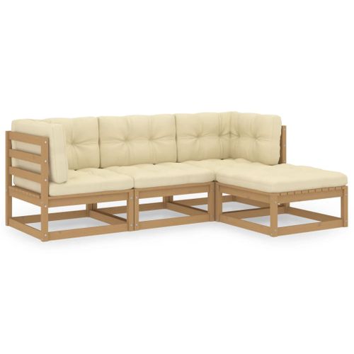 VidaXL 4-delige hoekbank loungeset met kussens massief grenenhout
