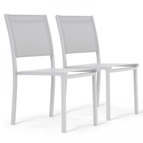 Oviala Set Van 2 Witte Aluminium En Textilène Tuinstoelen
